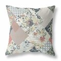 Palacedesigns 18 in. Floral Indoor & Outdoor Throw Pillow Peach Cream & Black PA3101363